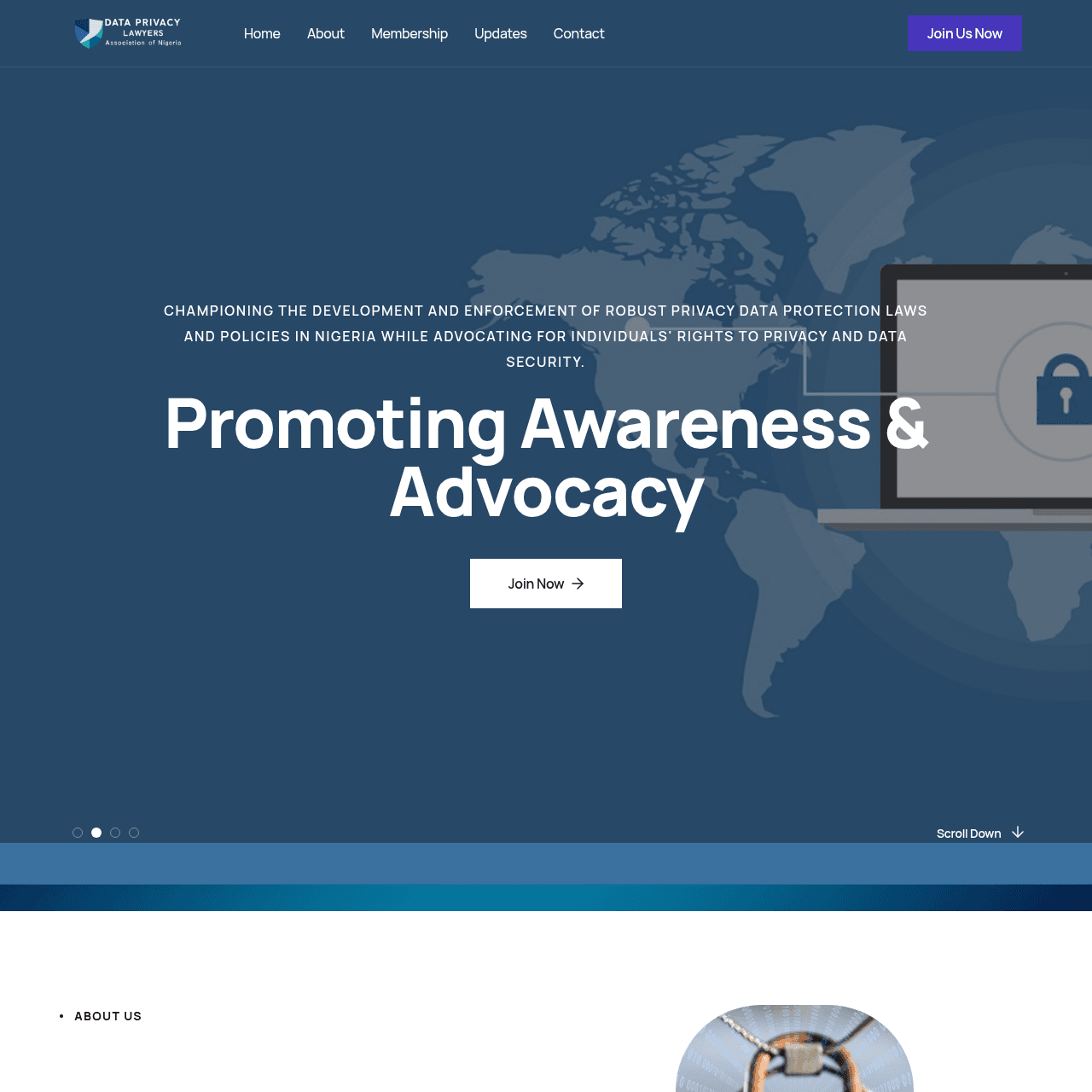 Data Privacy Lawyers Association of Nigeria website on desktop