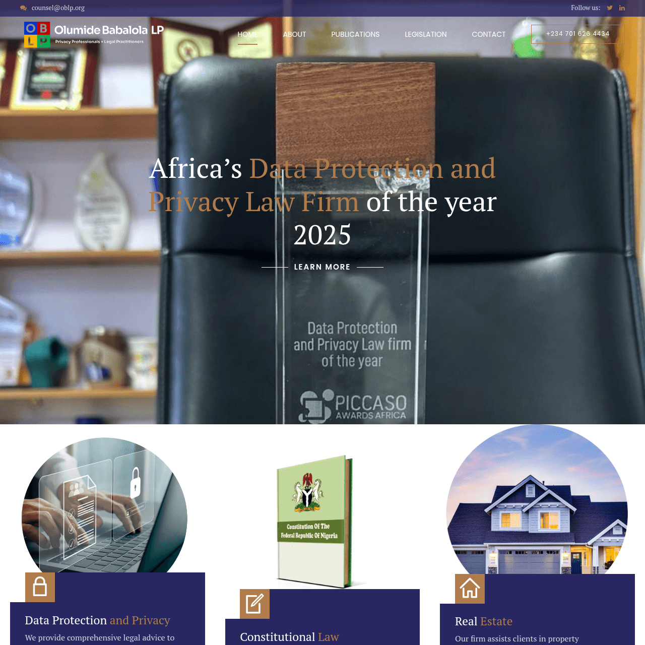 Olumide Babalola LP website on desktop